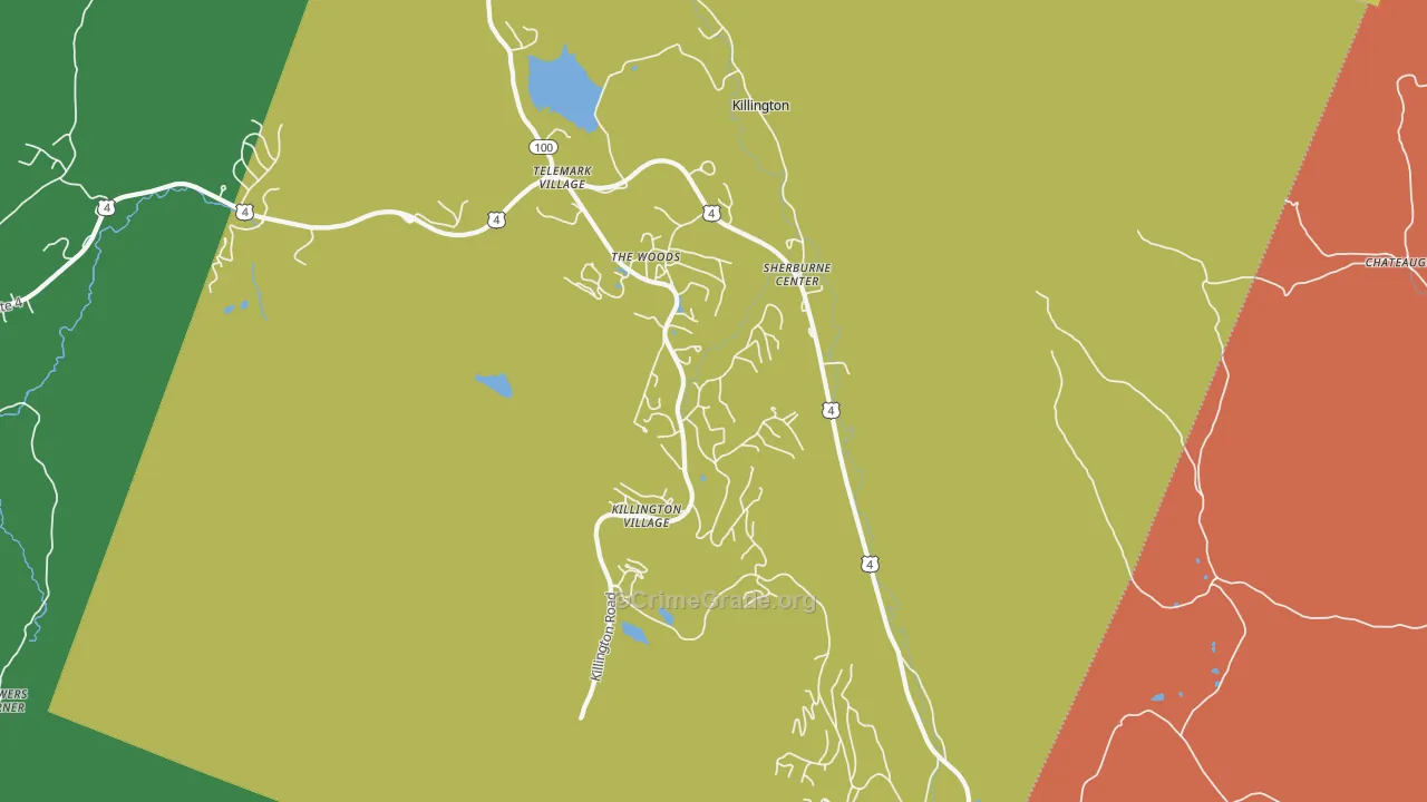 Killington, VT Map of Burglary Rates