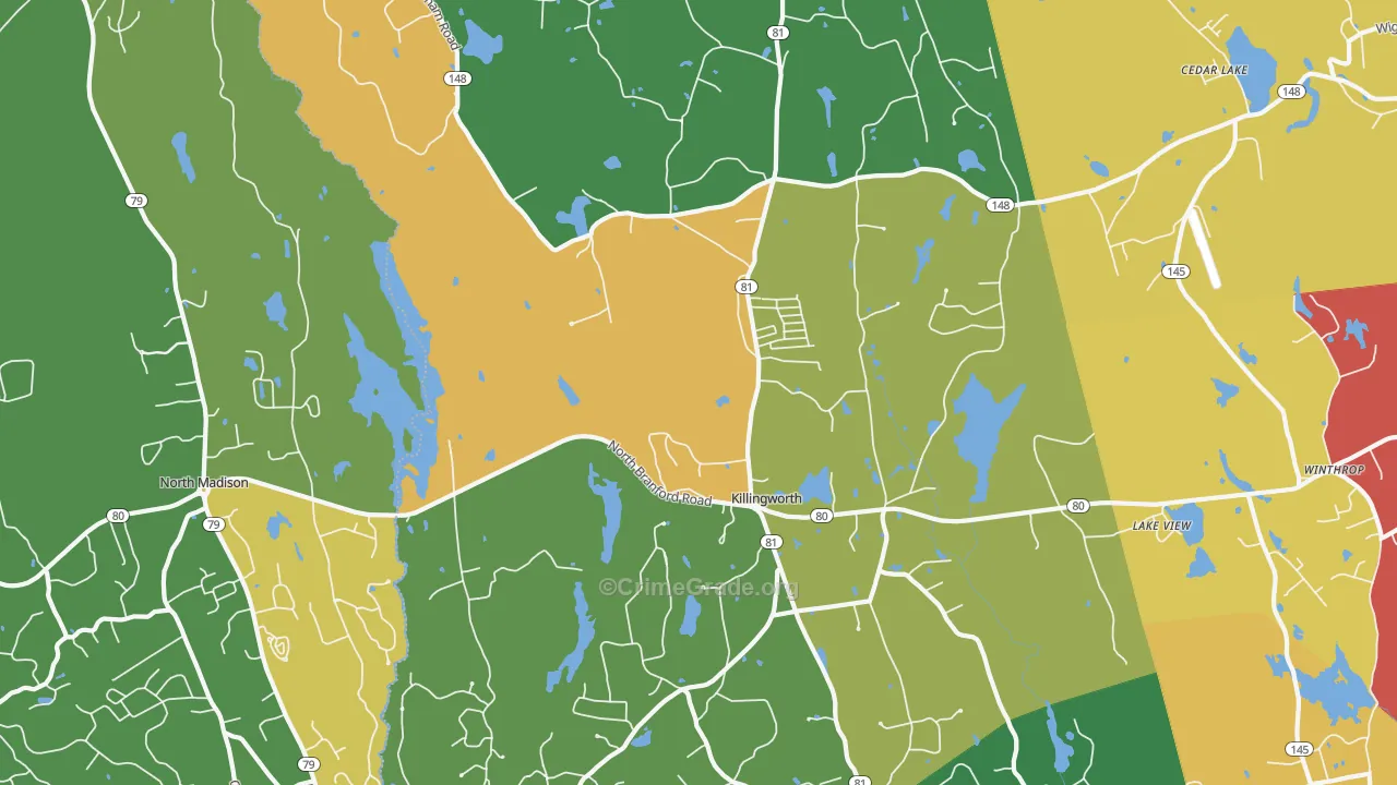Killingworth, CT Map of Burglary Rates
