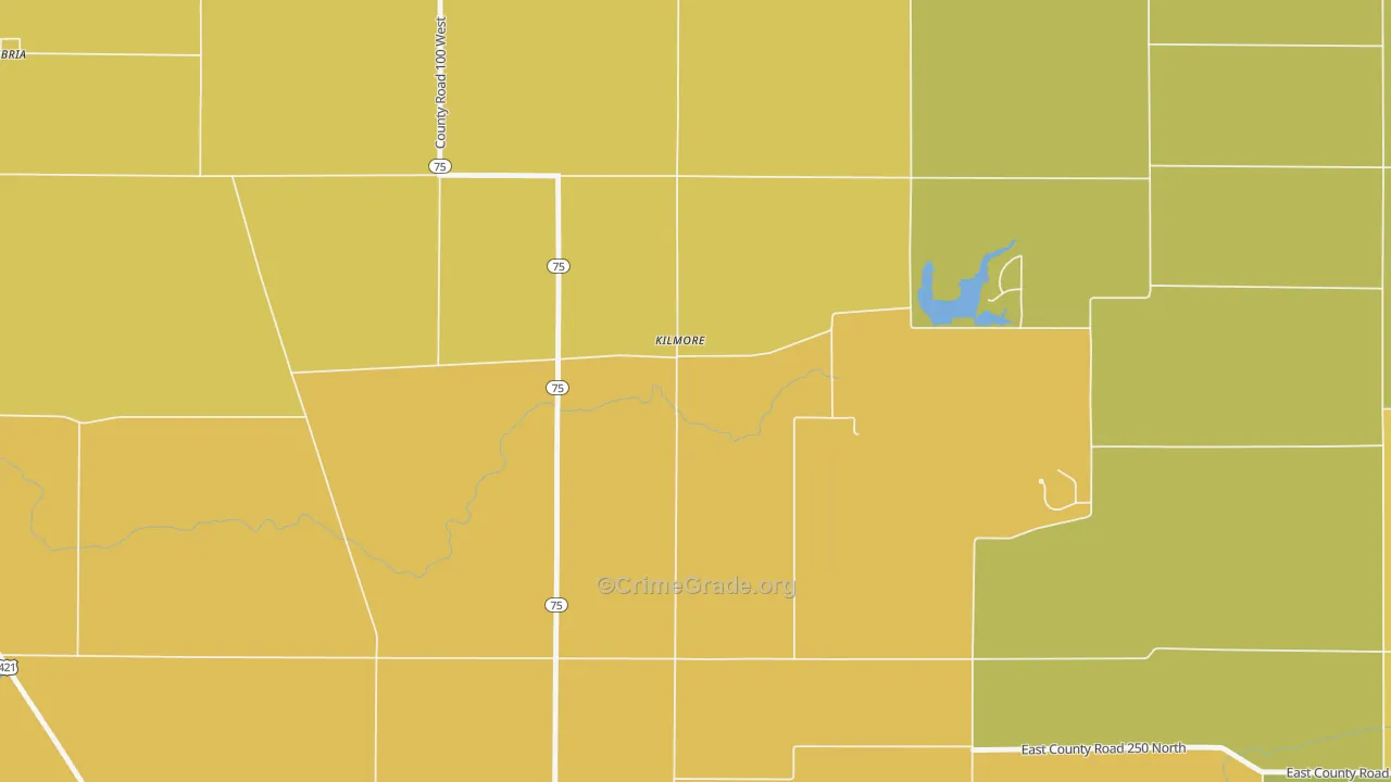 Kilmore, IN Map of Burglary Rates