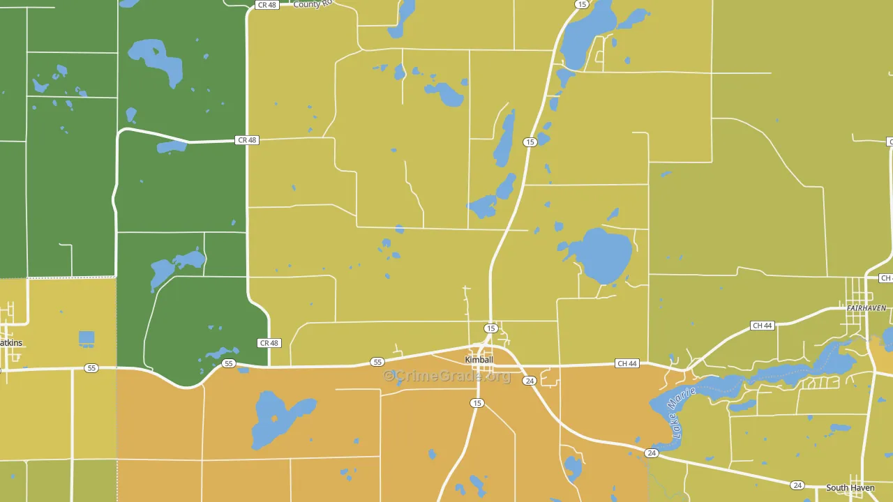 Kimball, MN Map of Burglary Rates