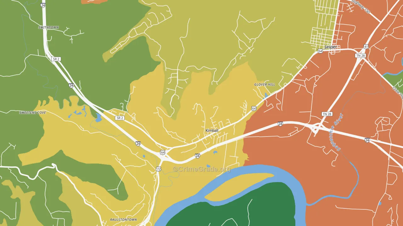 Kimball, TN Map of Burglary Rates