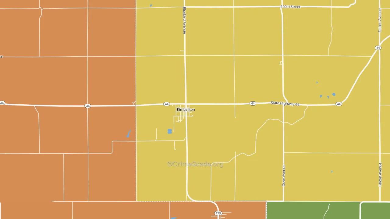 Kimballton, IA Map of Burglary Rates