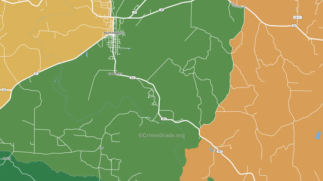 Kimberley, AR Map of Burglary Rates