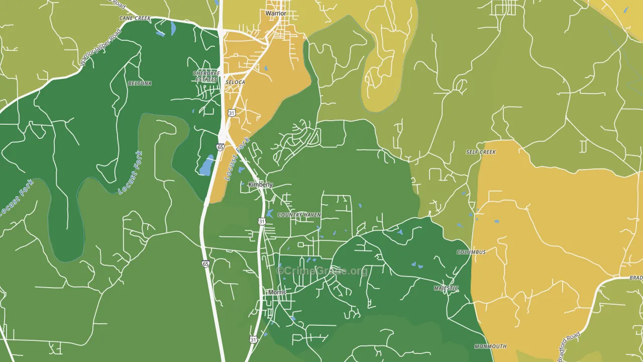 Kimberly, AL Map of Burglary Rates