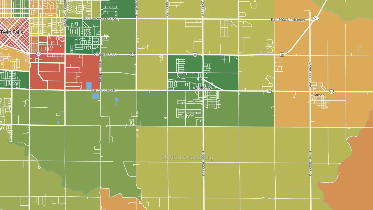 Kimberly, ID Map of Burglary Rates