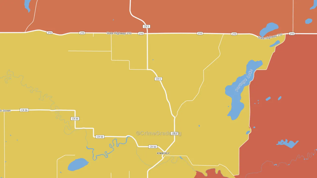 Kimberly, MN Map of Burglary Rates