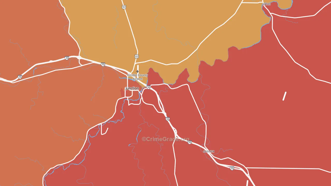 Kimble County, TX Map of Burglary Rates