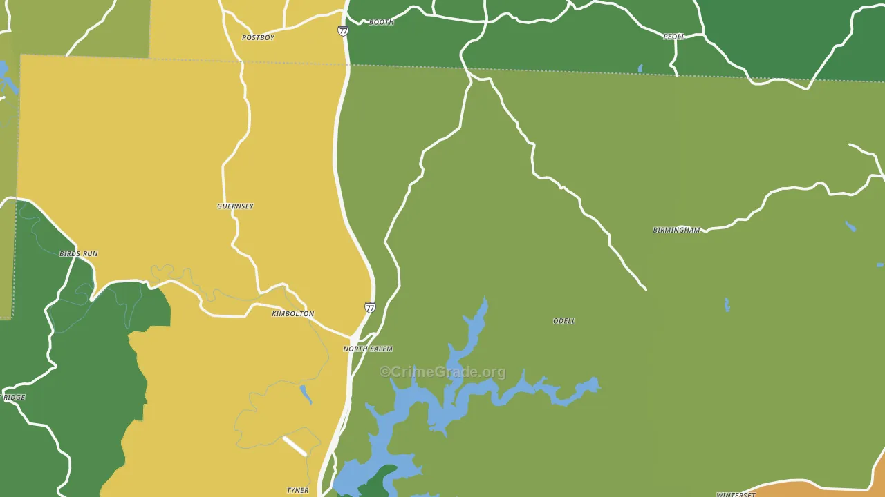 Kimbolton, OH Map of Burglary Rates