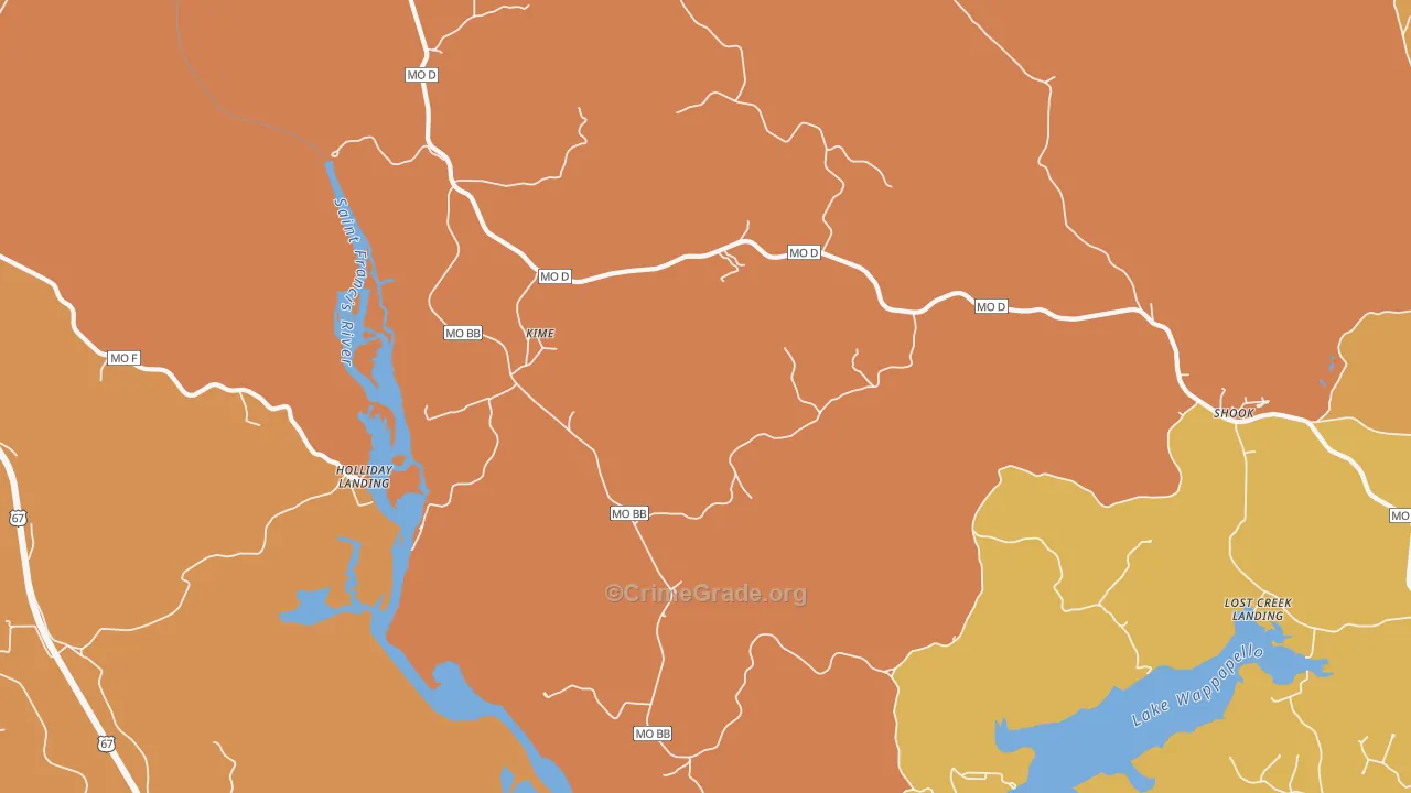 Kime, MO Map of Burglary Rates