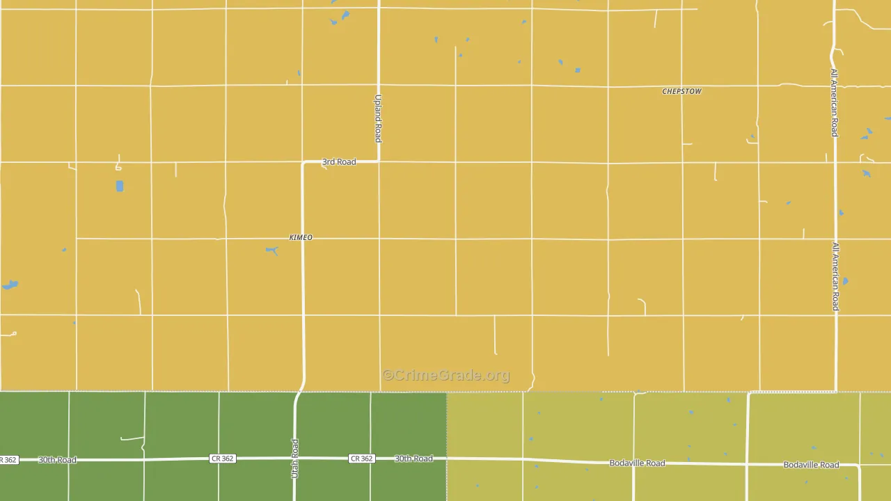 Kimeo, KS Map of Burglary Rates