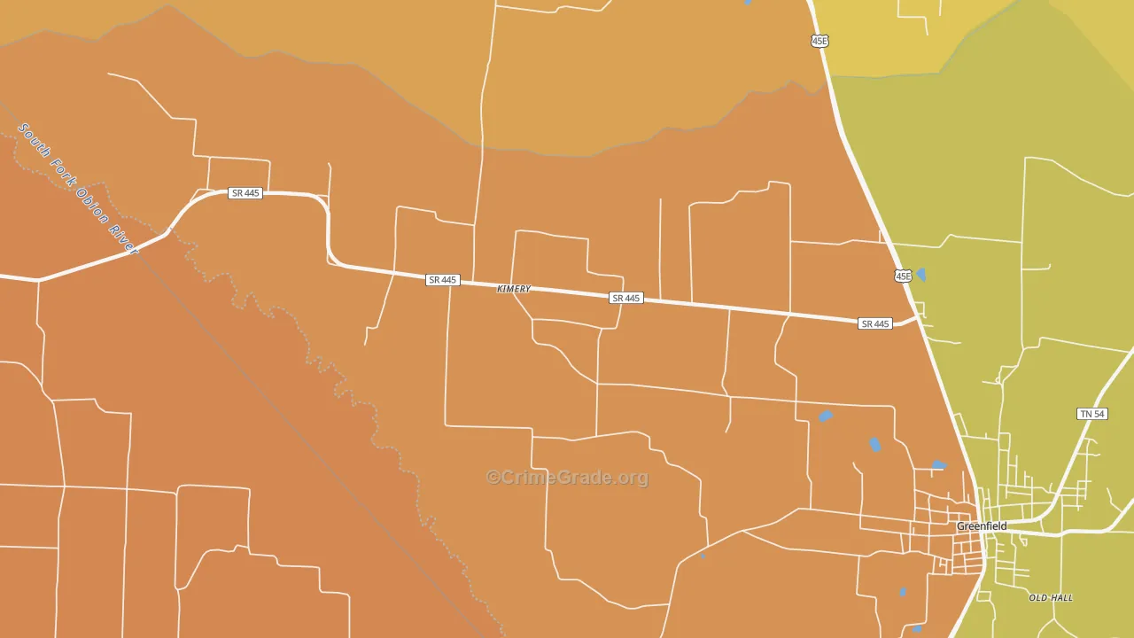 Kimery, TN Map of Burglary Rates