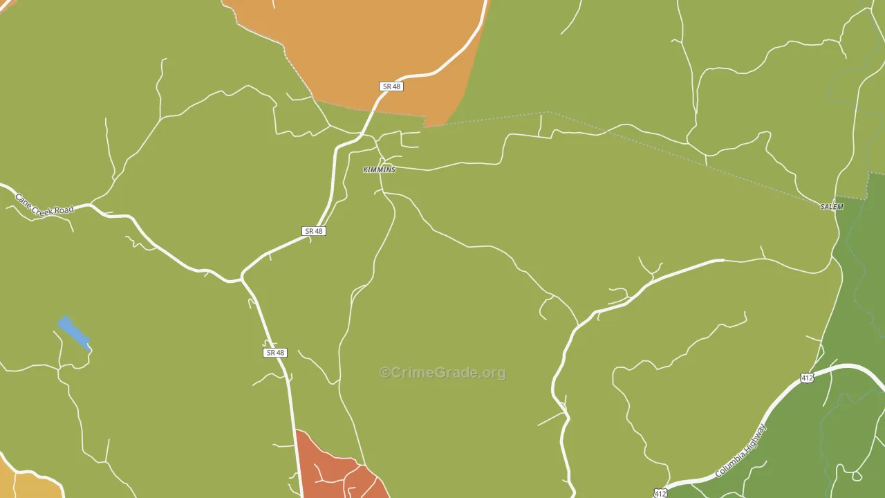 Kimmins, TN Map of Burglary Rates