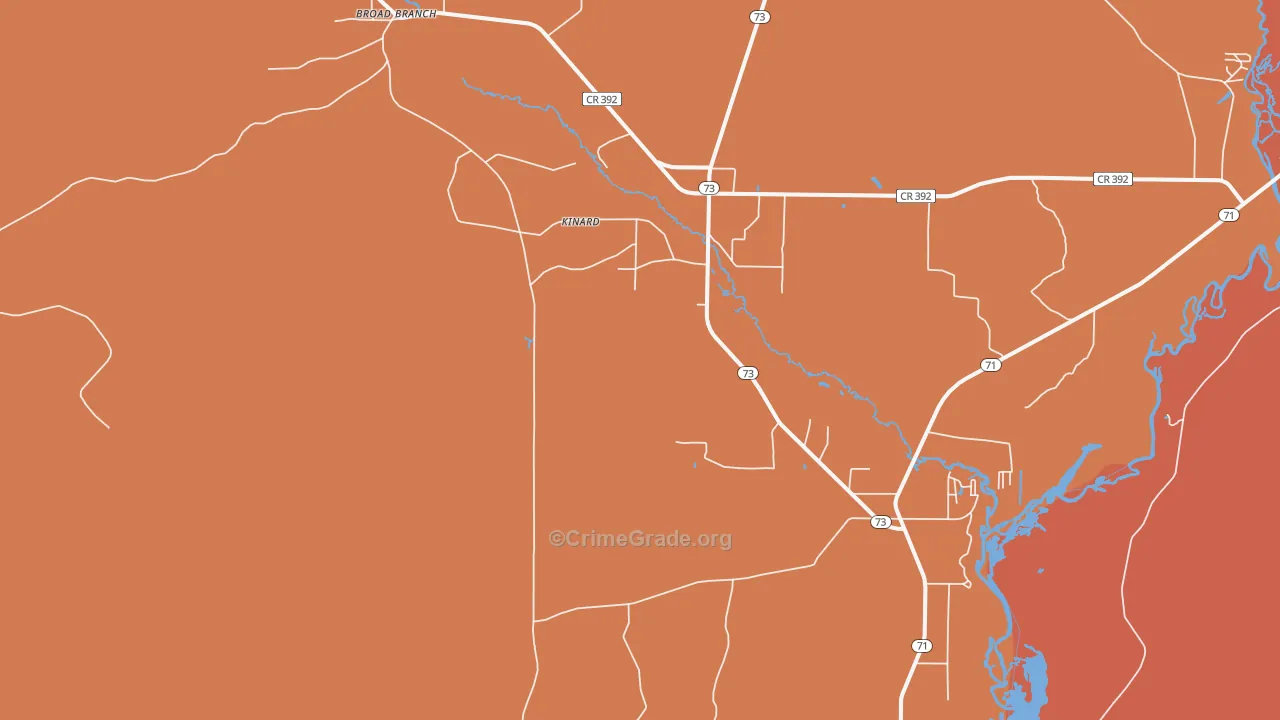 Kinard, FL Map of Burglary Rates