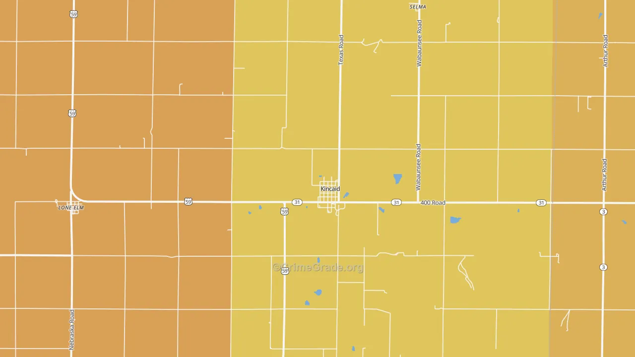 Kincaid, KS Map of Burglary Rates