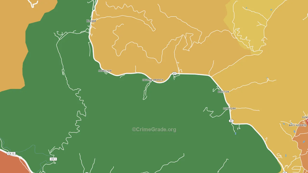 Kincaid, WV Map of Burglary Rates