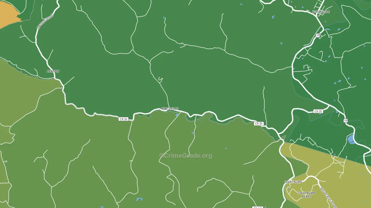 Kincheloe, WV Map of Burglary Rates