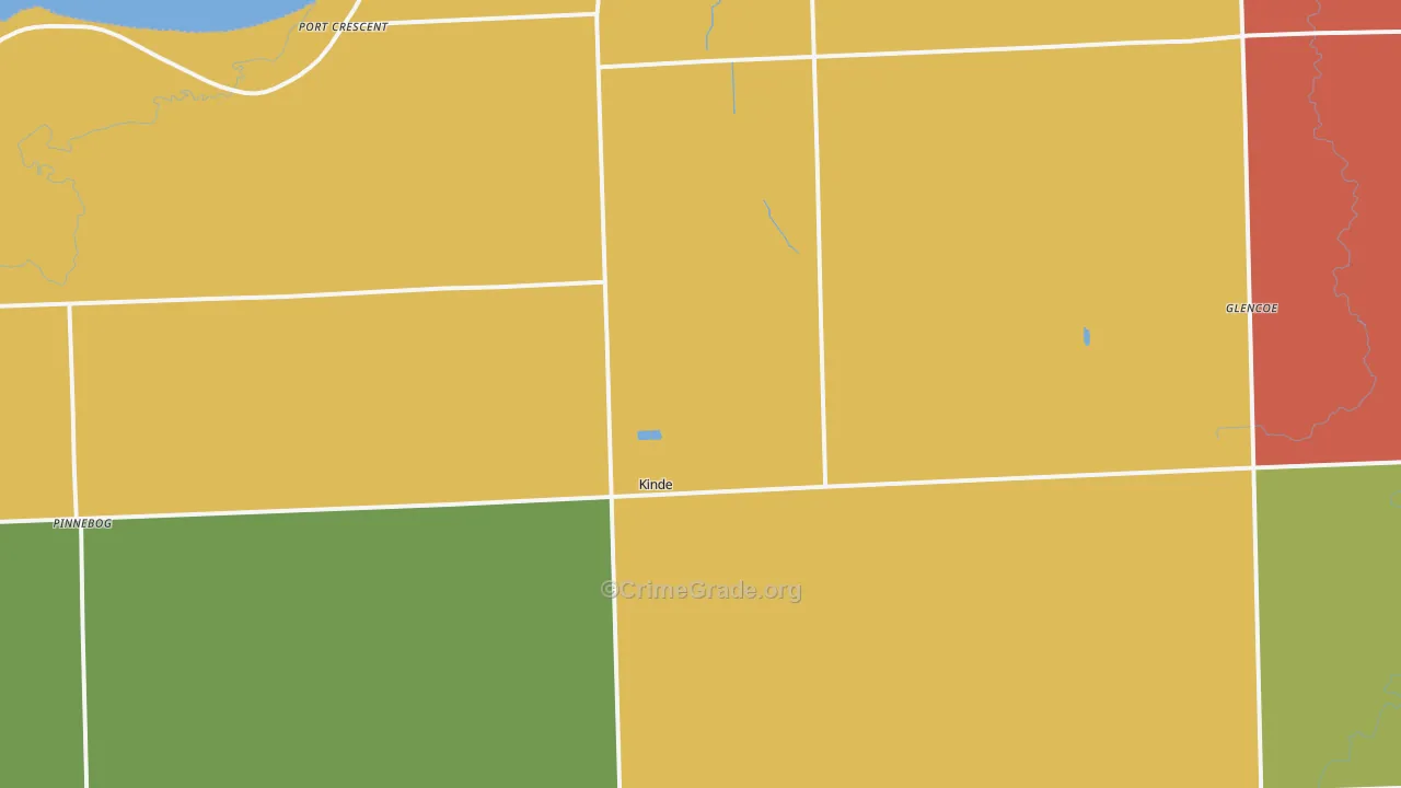 Kinde, MI Map of Burglary Rates