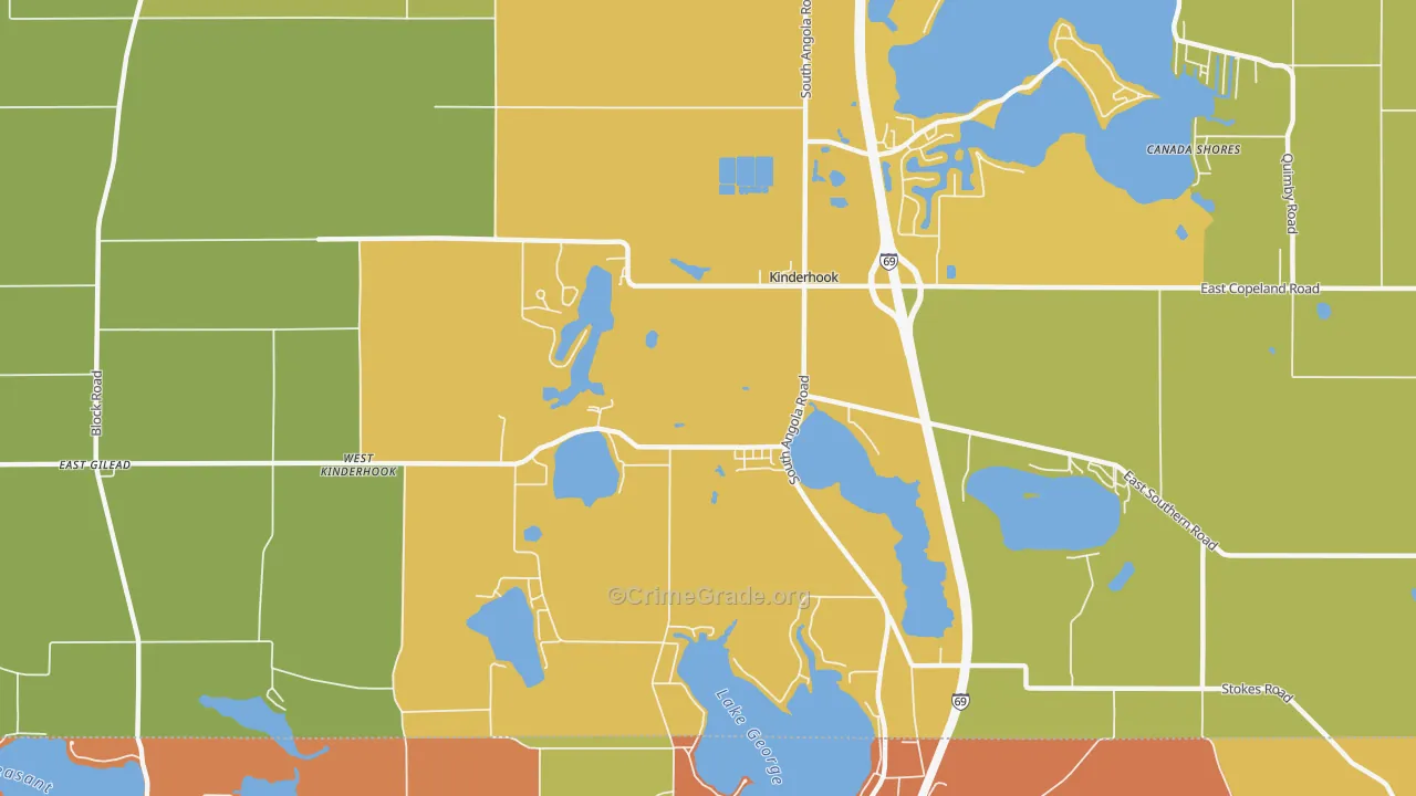 Kinderhook, MI Map of Burglary Rates