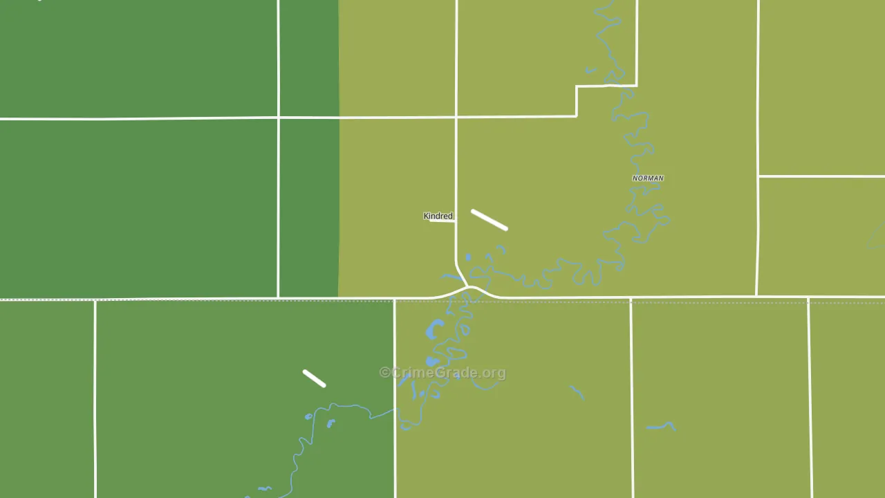 Kindred, ND Map of Burglary Rates