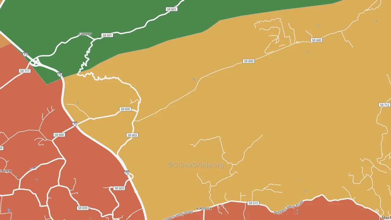 Kindrick, VA Map of Burglary Rates