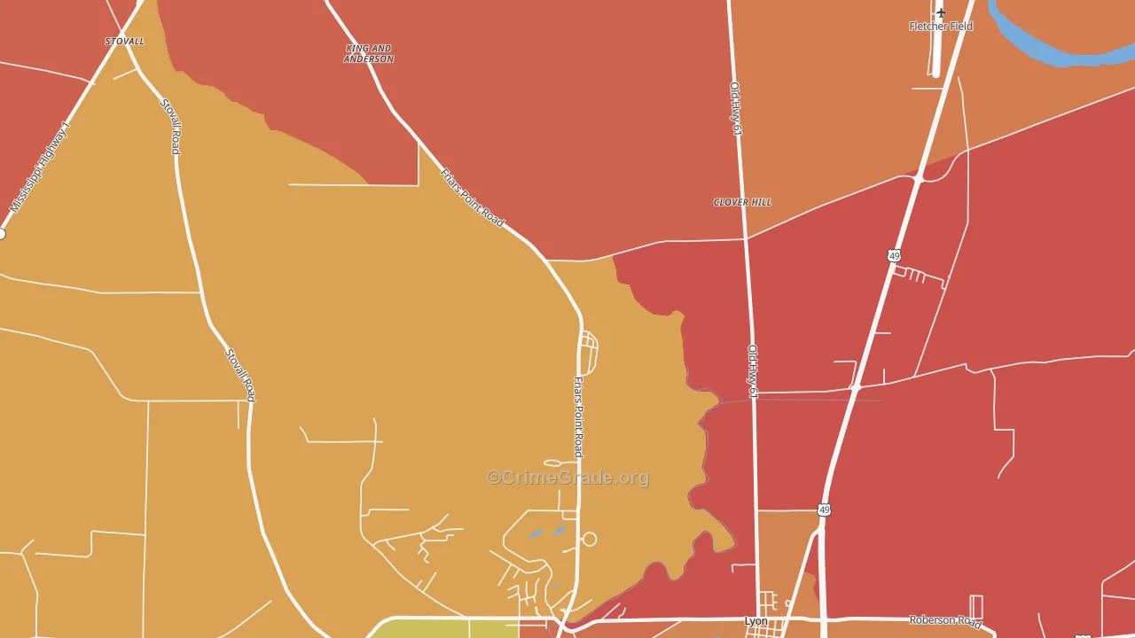 King and Anderson, MS Map of Burglary Rates