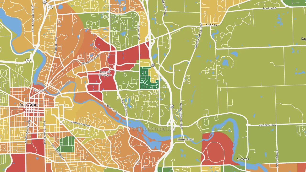 King, Ann Arbor, MI Map of Burglary Rates