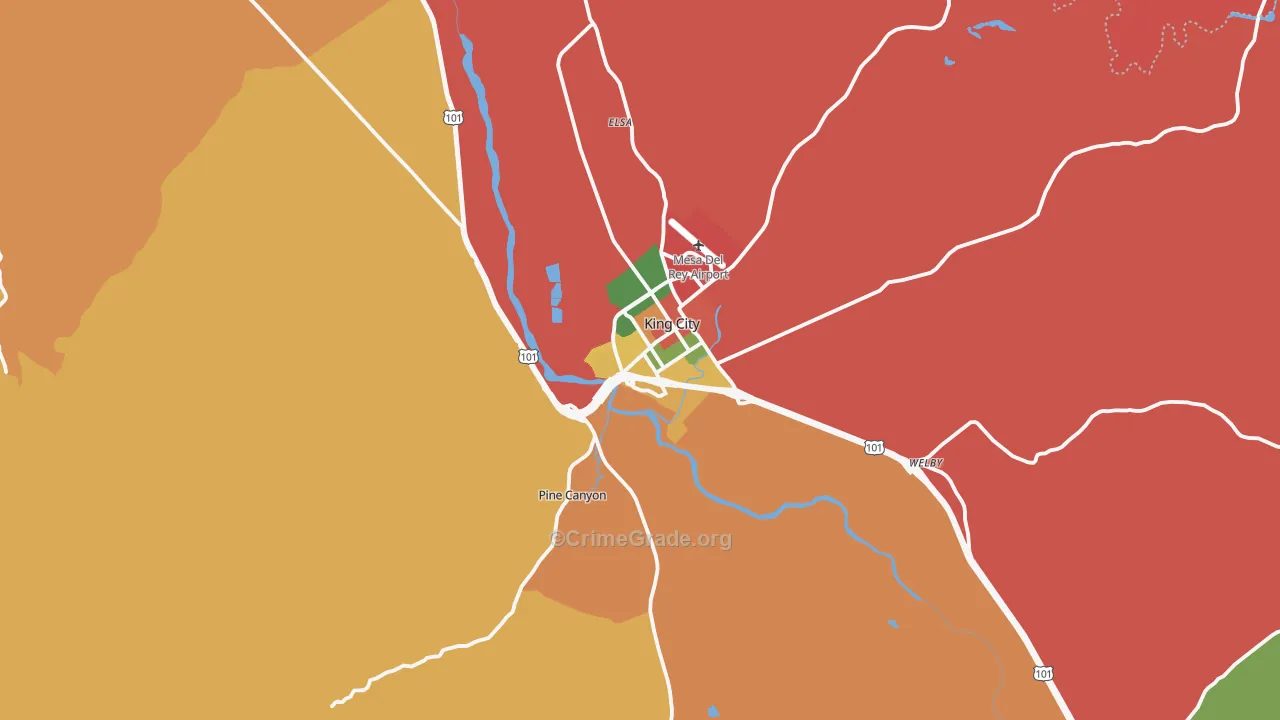 King City, CA Map of Burglary Rates