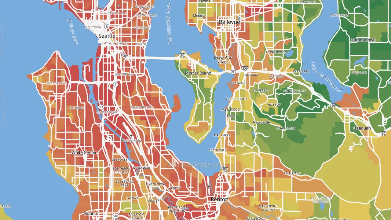 King County, WA Map of Burglary Rates