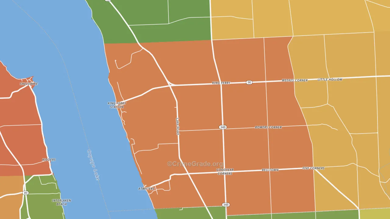 King Ferry, NY Map of Burglary Rates
