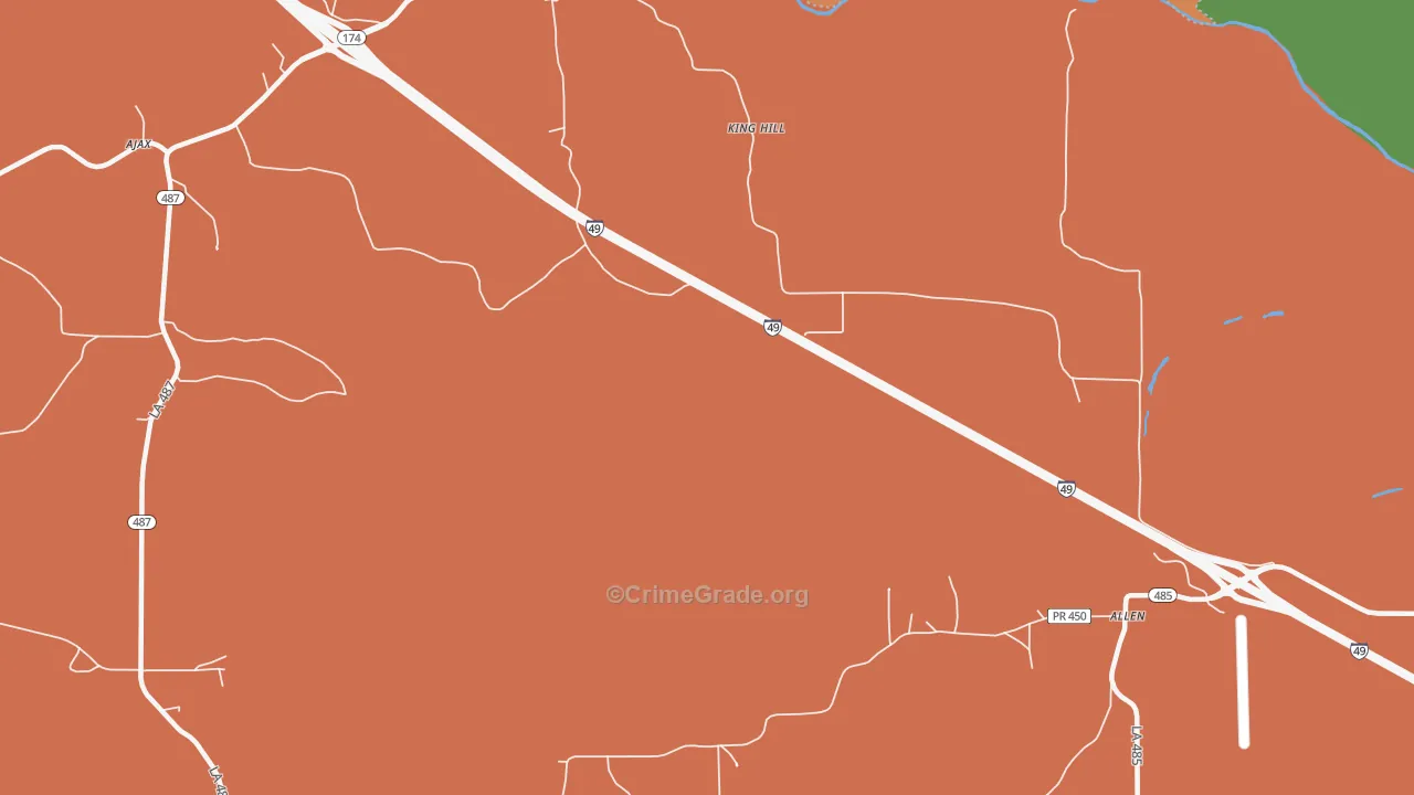 King Hill, LA Map of Burglary Rates