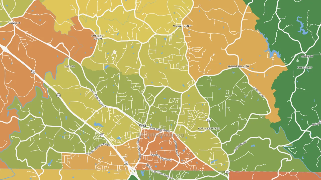 King, NC Map of Burglary Rates