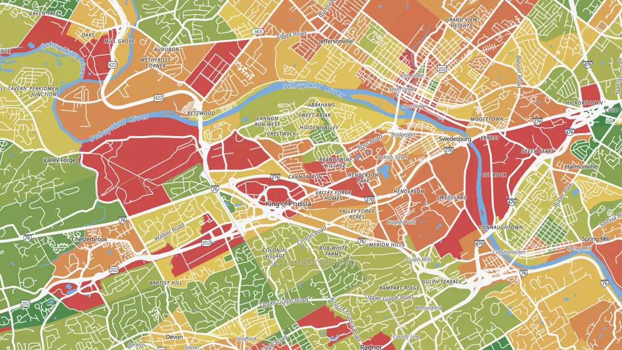 King of Prussia, PA Map of Burglary Rates