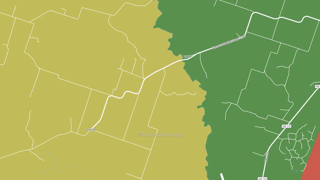 King, TX Map of Burglary Rates