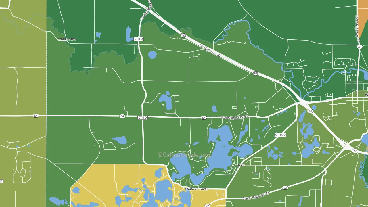 King, WI Map of Burglary Rates