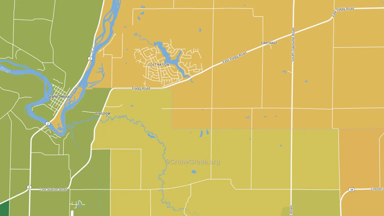 Kingdom, IL Map of Burglary Rates