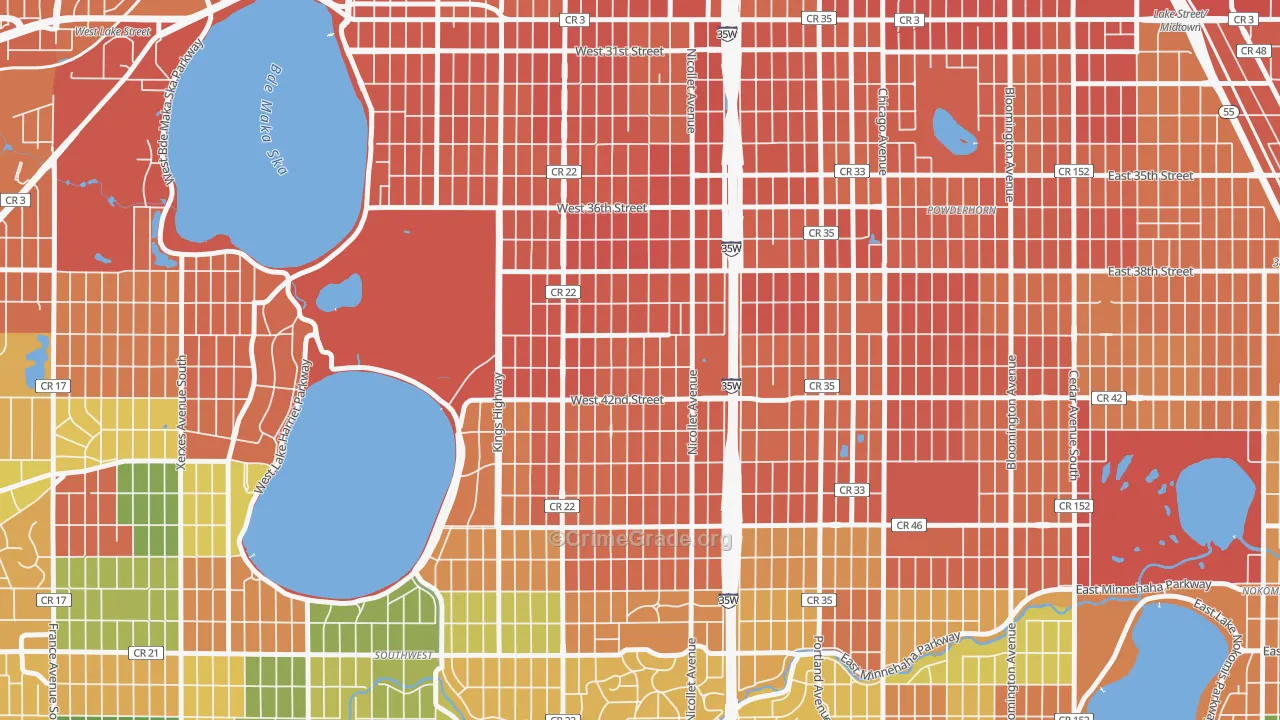 Kingfield, Minneapolis, MN Map of Burglary Rates