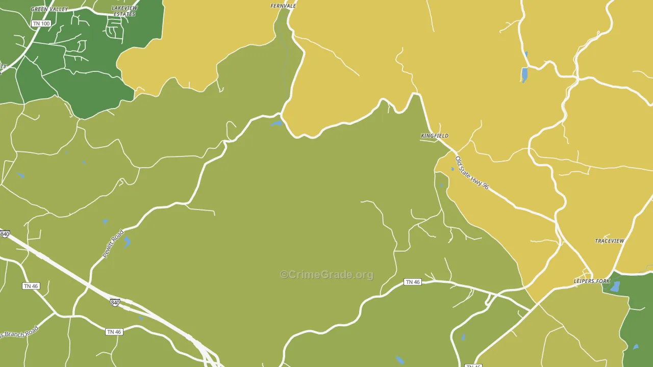 Kingfield, TN Map of Burglary Rates