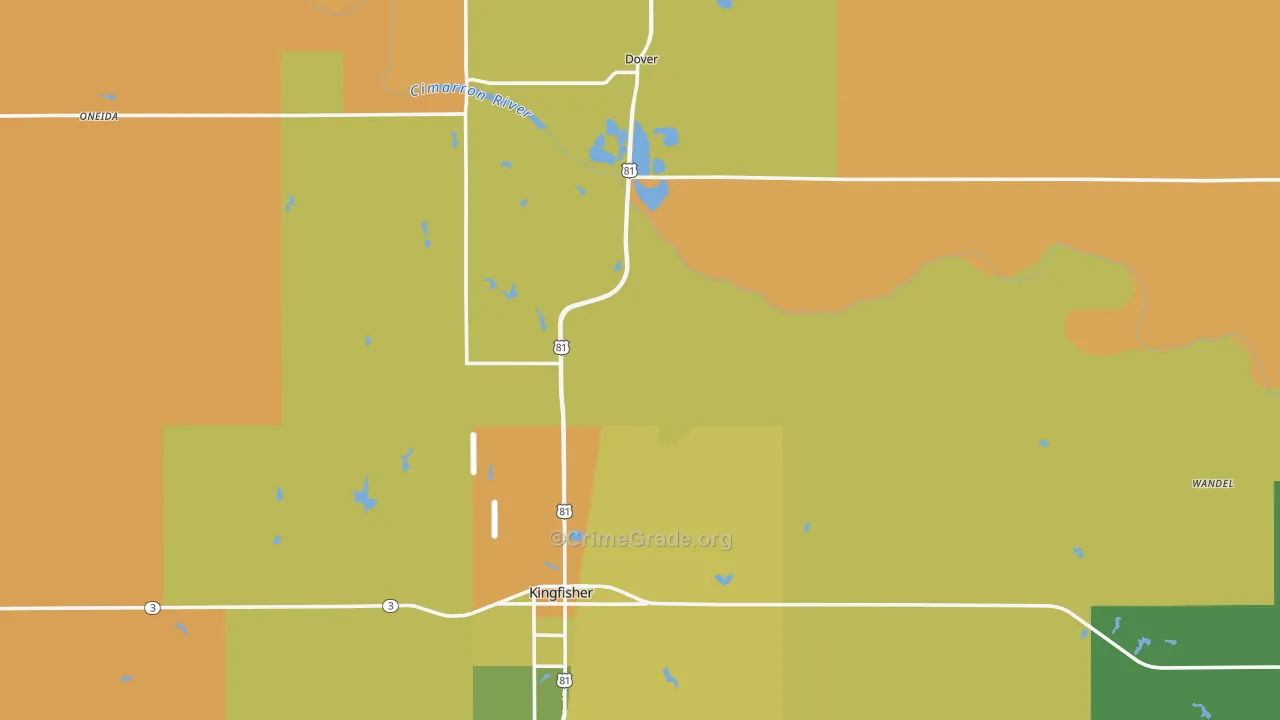 Kingfisher County, OK Map of Burglary Rates