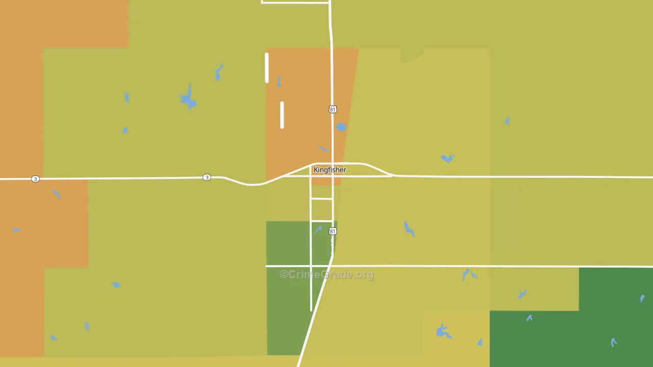 Kingfisher, OK Map of Burglary Rates