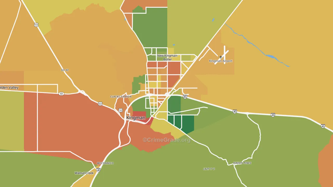 Kingman, AZ Map of Burglary Rates
