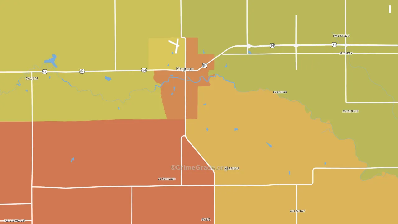 Kingman County, KS Map of Burglary Rates