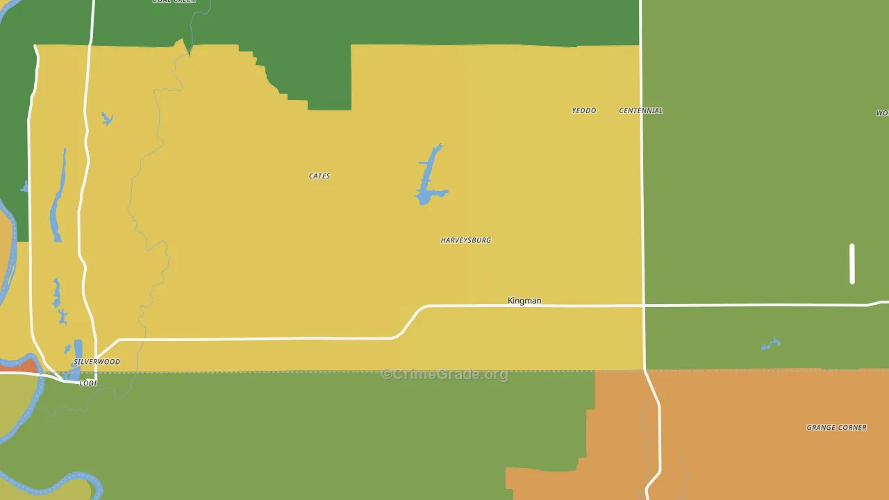 Kingman, IN Map of Burglary Rates