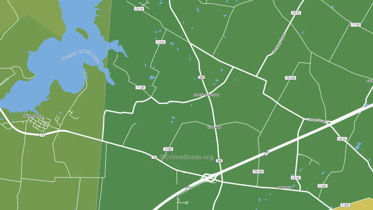 Kingman, OH Map of Burglary Rates