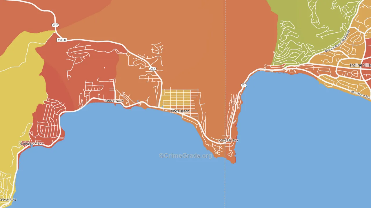 Kings Beach, CA Map of Burglary Rates
