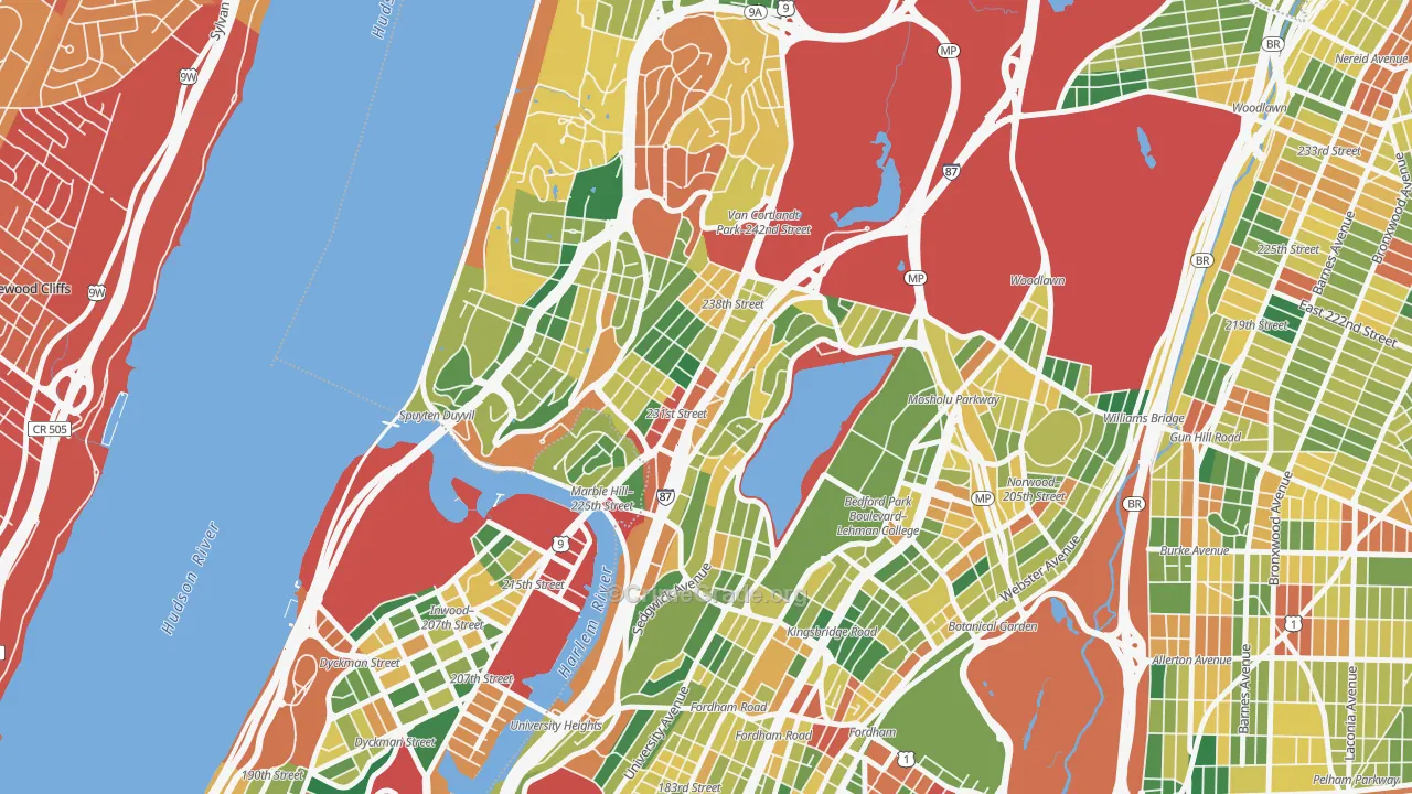 Kings Bridge, Bronx, NY Map of Burglary Rates
