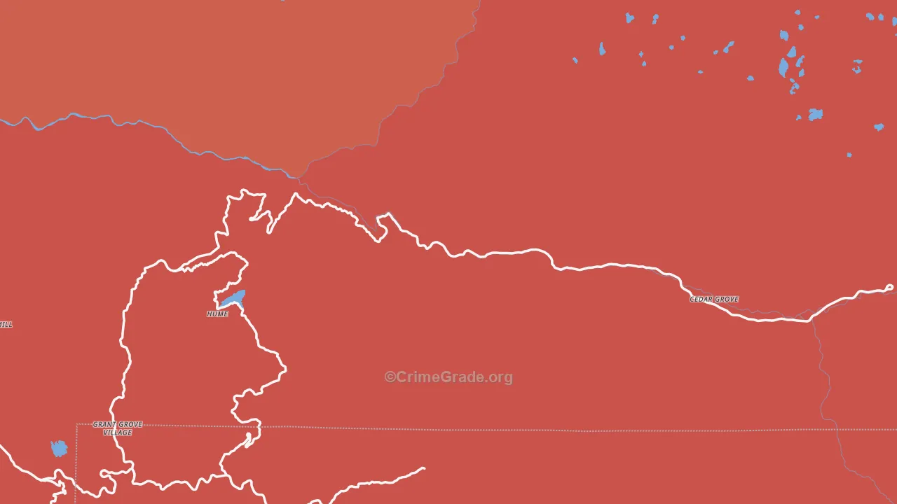 Kings Canyon National Pk, CA Map of Burglary Rates