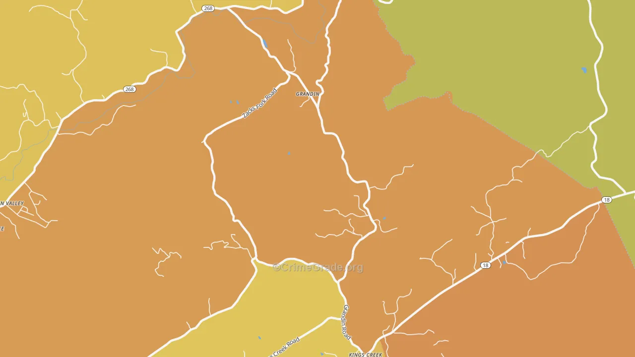 Kings Creek, NC Map of Burglary Rates