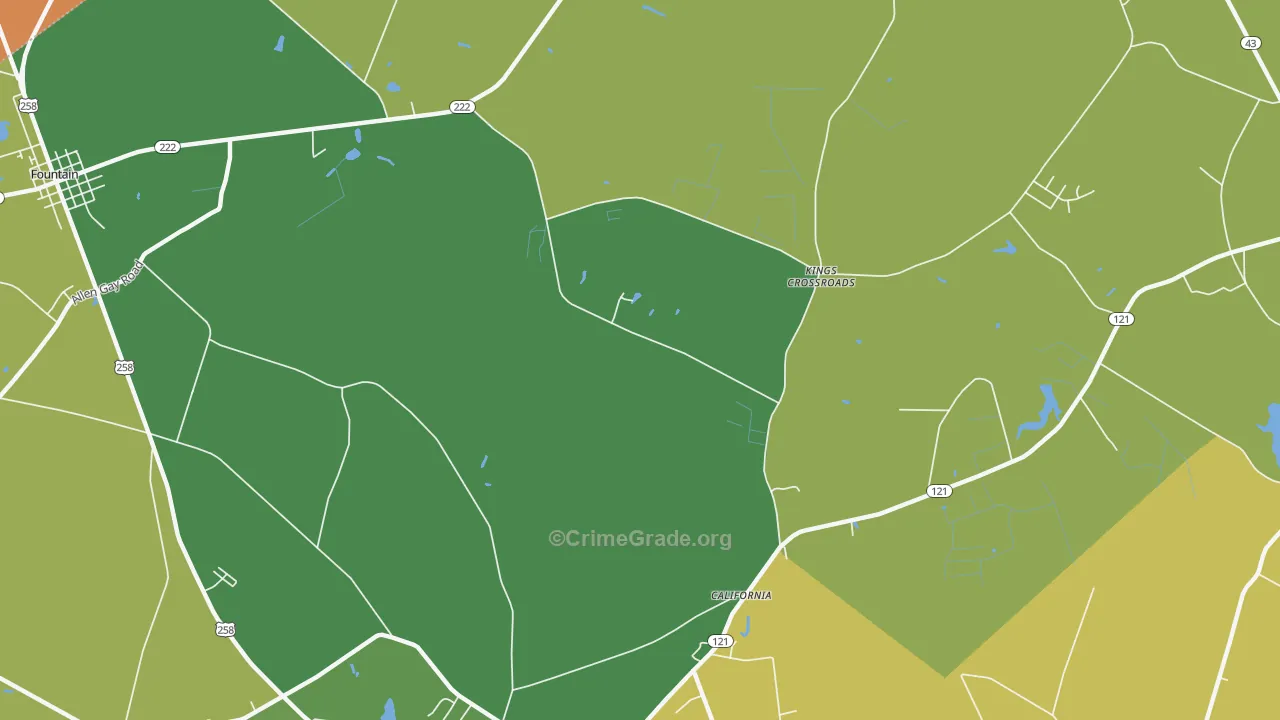 Kings Crossroads, NC Map of Burglary Rates