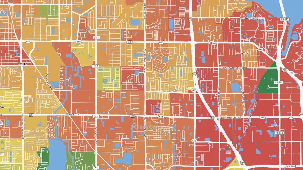 Kings Manor, Largo, FL Map of Burglary Rates
