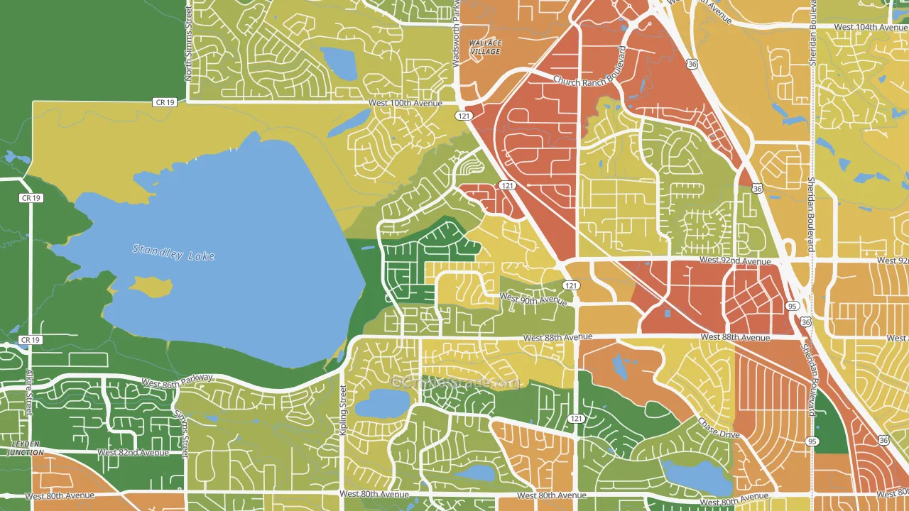 Kings Mill, Broomfield, CO Map of Burglary Rates